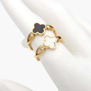 Anillo Flores Trébol Acero Inoxidable 678