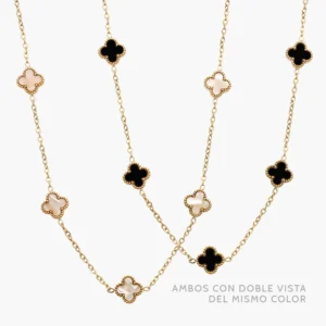 Collar Flores Trébol 9mm. Acero Inoxidable 611