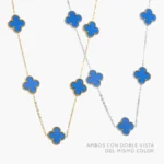 Collar Flores Trébol Azul 13 mm. Acero Inoxidable 0614