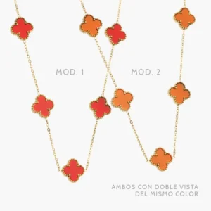 Collar Flores Trébol 13mm. Acero Inoxidable 616