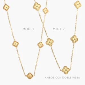 Collar Flores Trébol Acero Inoxidable 618