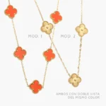 Collar Largo Flores Trébol Acero Inoxidable 623
