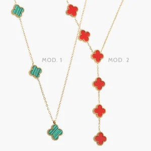 Collar Flores Trébol Acero Inoxidable 627