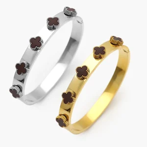 Brazalete Flores Trébol Acero Inoxidable 826
