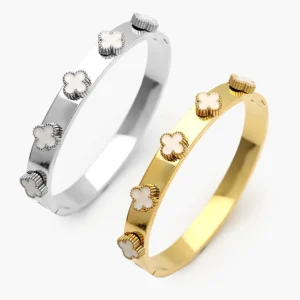 Brazalete Flores Trébol Acero Inoxidable 827