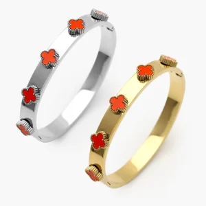 Brazalete Flores Trébol Acero Inoxidable 829