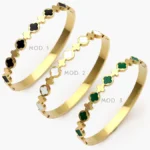 Brazalete Flores Trébol Acero Inoxidable 832