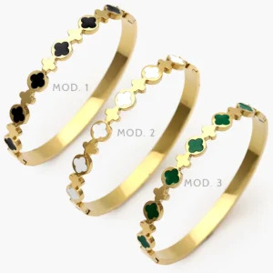 Brazalete Flores Trébol Acero Inoxidable 832