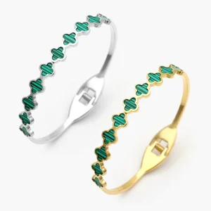Brazalete Flores Trébol Acero Inoxidable 833
