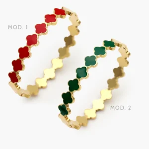 Brazalete Flores Trébol Acero Inoxidable 834