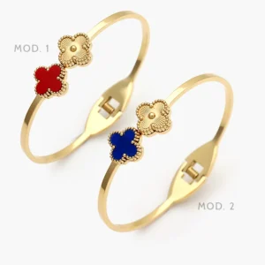 Brazalete Flor Trébol Acero Inoxidable 836