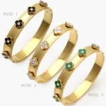 Brazalete Flor Trébol Acero Inoxidable 839