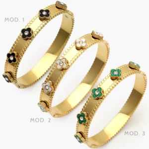 Brazalete Flor Trébol Acero Inoxidable 839