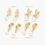Broqueles Perla Chapa de Oro 427