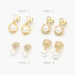 Broqueles Perla Chapa de Oro 428