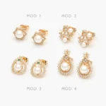 Broqueles Perlas Chapa de Oro 429
