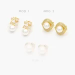 Broqueles Perlas con Zirconias Chapa de Oro 430 - Modelo 1