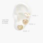 Broqueles Corazón Perla Chapa de Oro 442