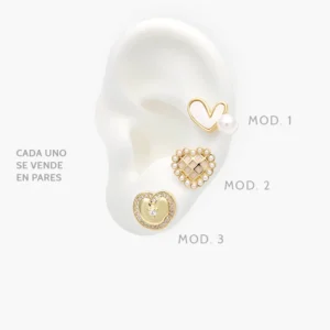 Broqueles Corazón Perla Chapa de Oro 442
