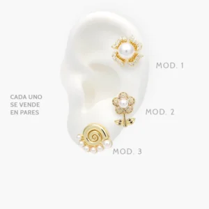 Broqueles Naturaleza Perla Chapa de Oro 444