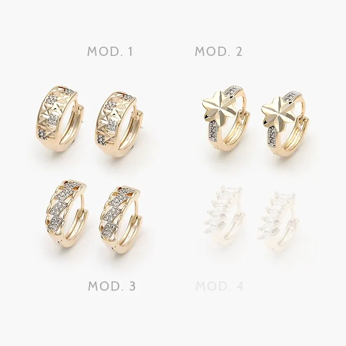 CE16 Huggies Zirconias Piedras Blancas Chapa de Oro 16 - Imagen 1