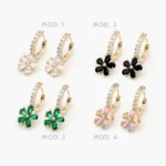 Hoops Flores Zirconia Chapa de Oro 18