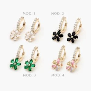 Hoops Flores Zirconia Chapa de Oro 18
