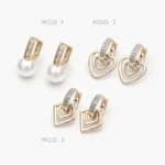 Hoops Perlas Zirconia Chapa de Oro 52