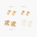 Broqueles Zirconias Blancas Chapa de Oro 431