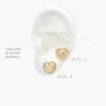 Broqueles Corazón Perla Chapa de Oro 442