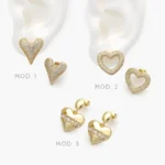 Aretes Corazones Zirconias Chapa de Oro 691