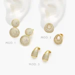 Aretes Zirconias Chapa de Oro 693