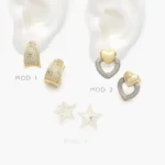 Aretes Zirconias Blancas Bicolor Chapa de Oro 694