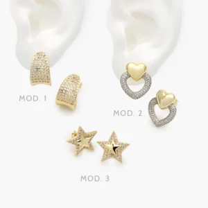 Aretes Zirconias Chapa de Oro 694