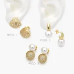 Aretes Perlas Chapa de Oro 695