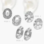 Aretes Perla Chapa de Rodio 696