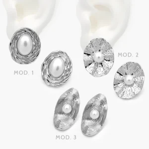 Aretes Perla Chapa de Rodio 696