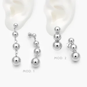 Aretes Esferas Chapa de Rodio 698