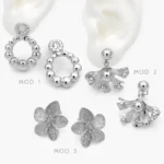 Aretes Flores Chapa de Rodio 699