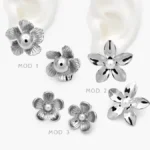 Aretes Flores Chapa de Rodio 700