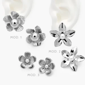 Aretes Flores Chapa de Rodio 700