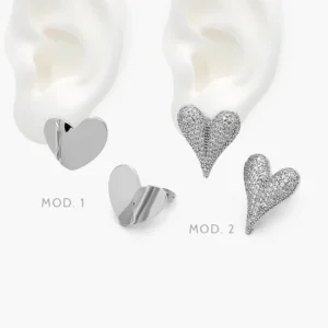 Aretes Corazones Chapa de Rodio 701