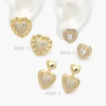 Aretes Corazones Chapa de Oro 705