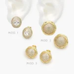 Aretes Zirconias Chapa de Oro 710