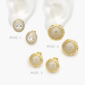Aretes Zirconias Chapa de Oro 710
