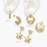 Aretes Zirconias Chapa de Oro 711