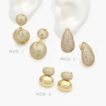 Aretes Zirconias Chapa de Oro 712