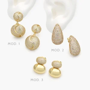 Aretes Zirconias Chapa de Oro 712