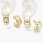Aretes Perlas Chapa de Oro 713