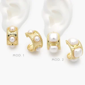 Aretes Perlas Chapa de Oro 713
